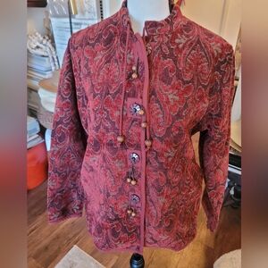 Elegant Paisley Red Tapestry Jacket